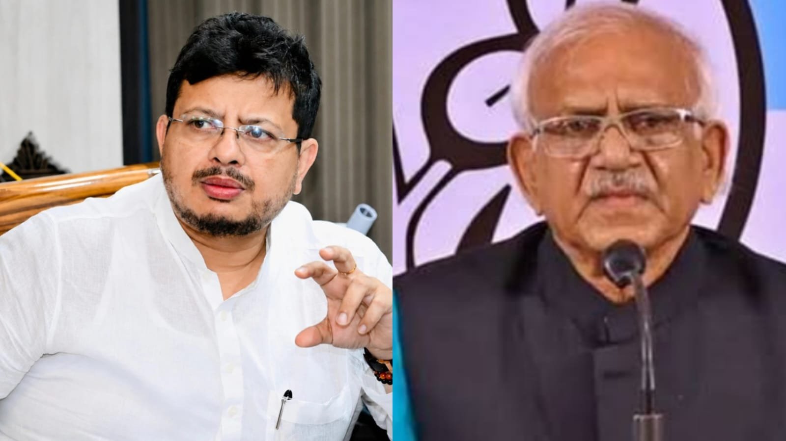 Two politicians side by side in split image.