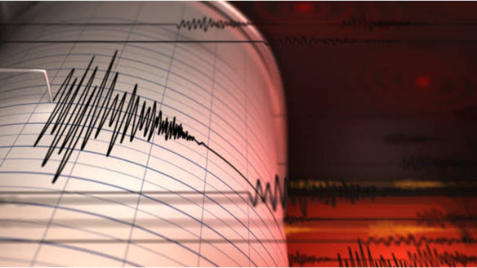 Seismograph recording earthquake waves - Richter scale graph showing seismic activity